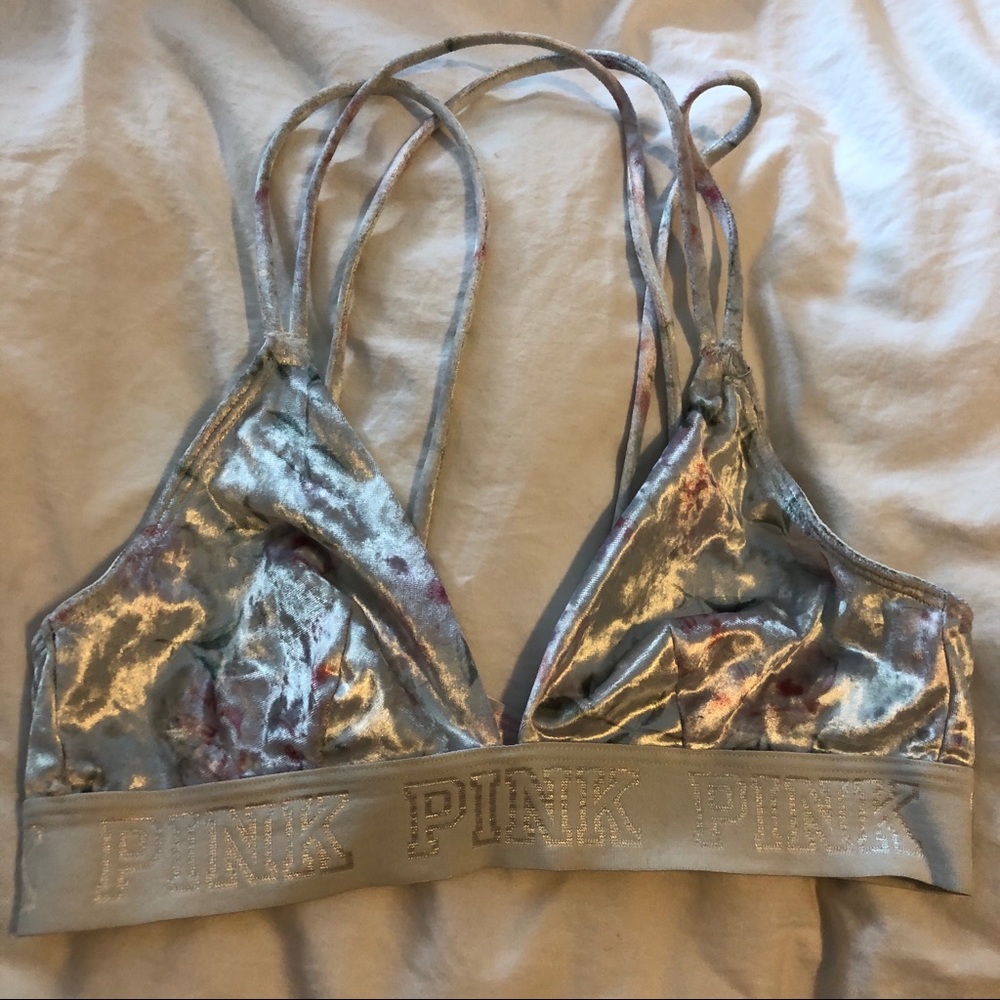 PINK Velvet Floral Bralette